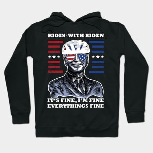 Bicycle Fall trap America Flag Sunglasses Ridin' with Biden It's Fine I'm Fine Everything It's Fine Hoodie